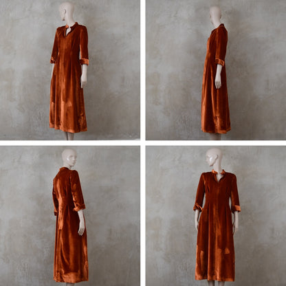 The Waisted Dress in Pumpkin Silky Velvet