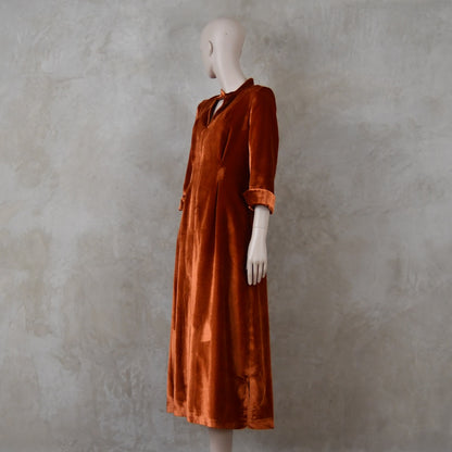 The Waisted Dress in Pumpkin Silky Velvet