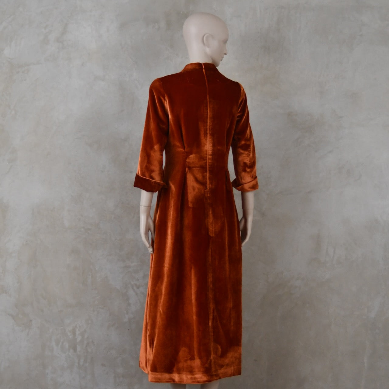 The Waisted Dress in Pumpkin Silky Velvet