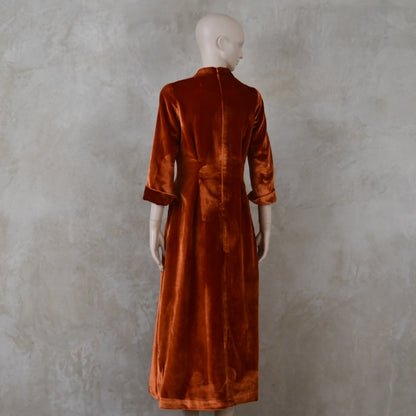The Waisted Dress in Pumpkin Silky Velvet