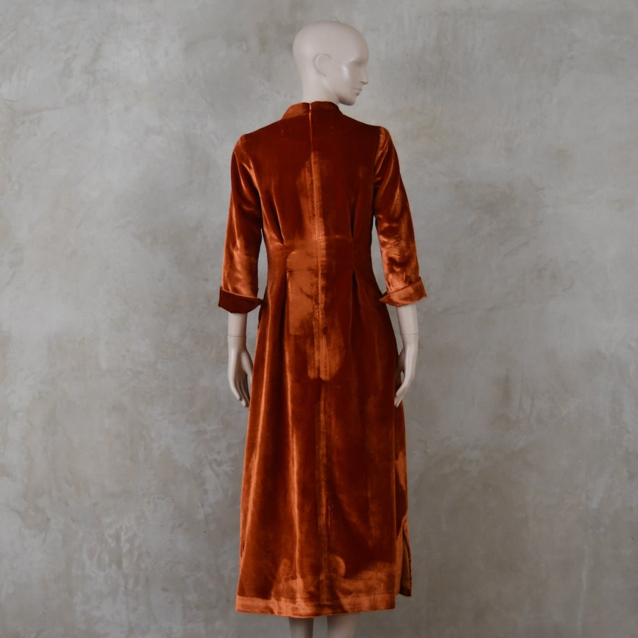 The Waisted Dress in Pumpkin Silky Velvet