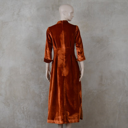 The Waisted Dress in Pumpkin Silky Velvet