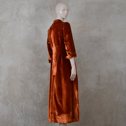 The Waisted Dress in Pumpkin Silky Velvet