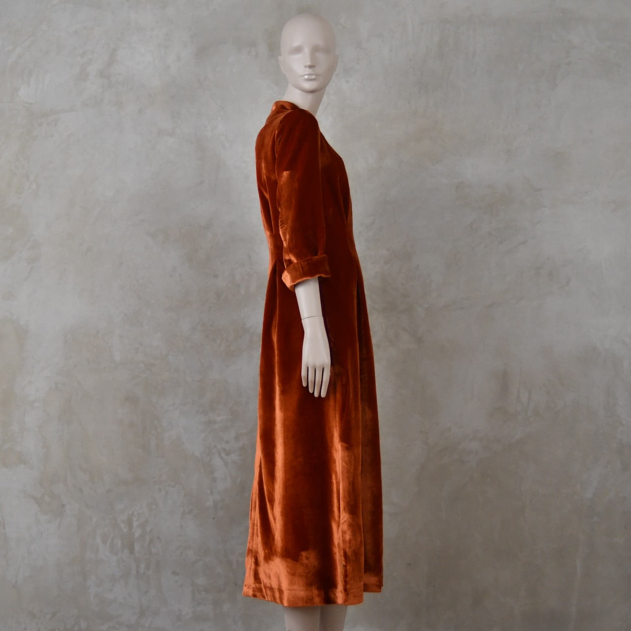The Waisted Dress in Pumpkin Silky Velvet