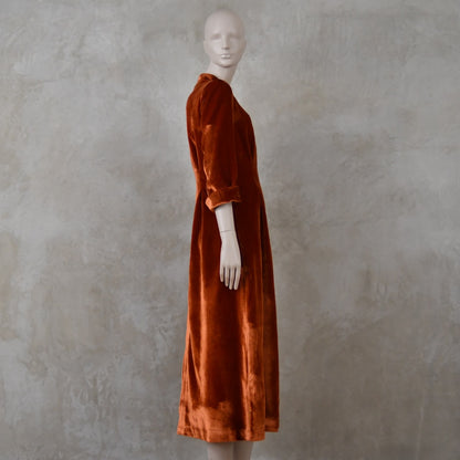 The Waisted Dress in Pumpkin Silky Velvet