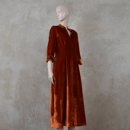 The Waisted Dress in Pumpkin Silky Velvet