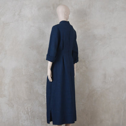 16 – The Waisted Dress in Navy Mid Weight Irish Linen