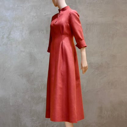 Skirted Shirt Dress in Pure Silk. Handmace in London with bespoke sizing. Lined in Pure Silk.