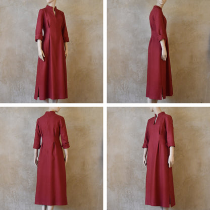 The Waisted Dress in Damson Silk Matka