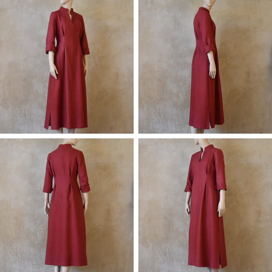 The Waisted Dress in Damson Silk Matka