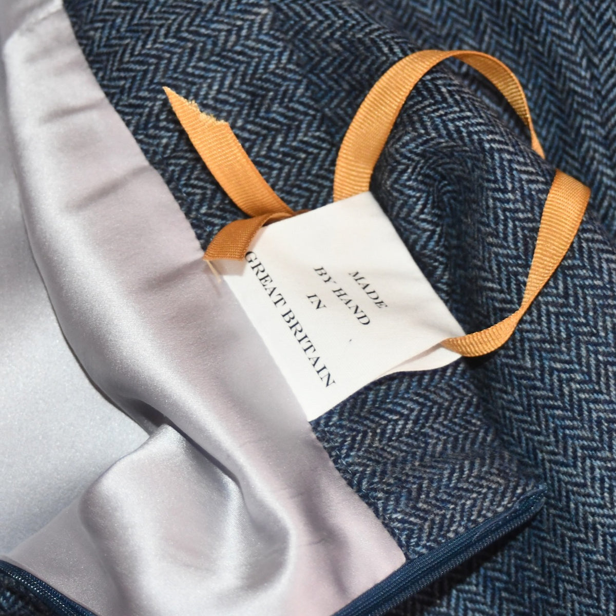 The Waisted A-Line Skirt in Denim Herringbone Lambswool Tweed