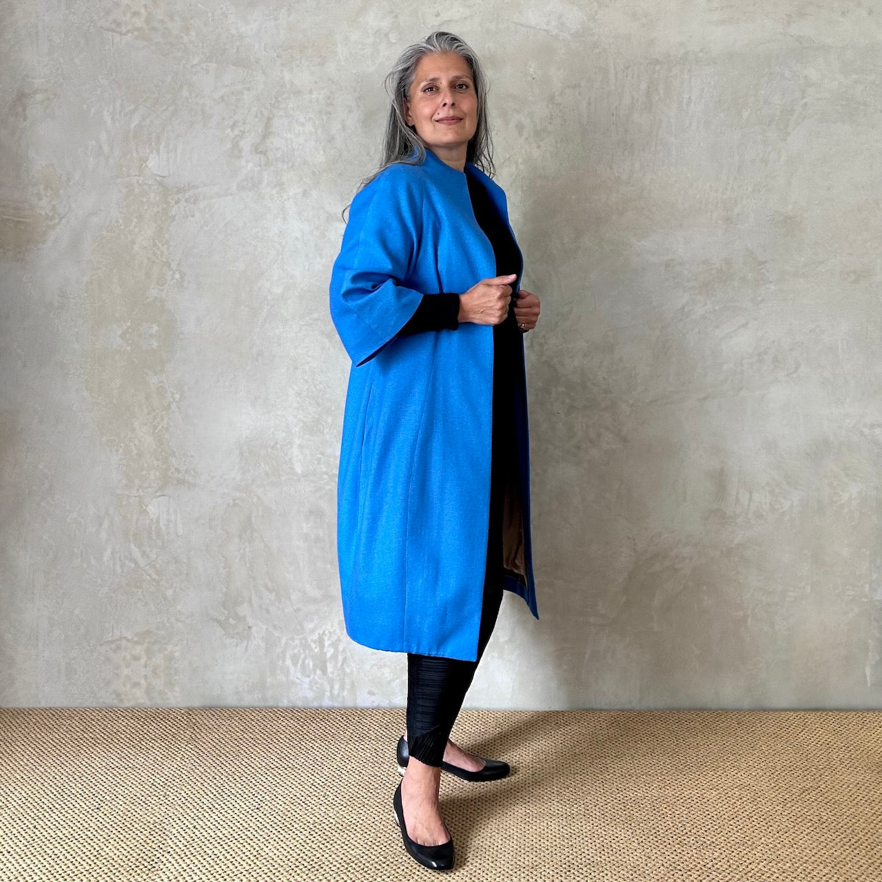 Blue Silk Cocoon Coat