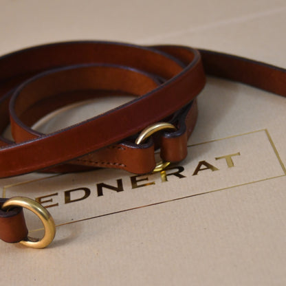 A Boxed saddle Leather Belt.  The EDNERAT Hazel Double Wrap Belt - 195cm, crafted from British Saddle Leather with brass rings. Handmade in Britain.