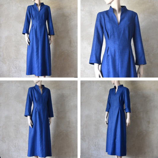 The Waisted Dress in French Blue Merino Flannel