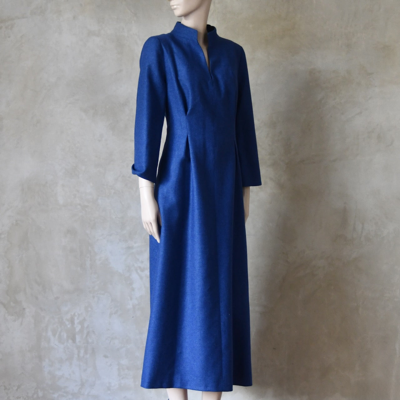 The Waisted Dress in French Blue Merino Flannel