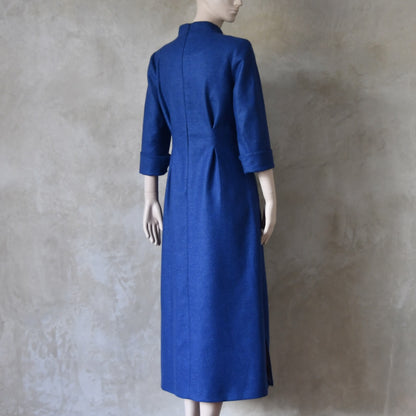 The Waisted Dress in French Blue Merino Flannel