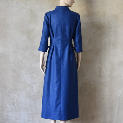 The Waisted Dress in French Blue Merino Flannel