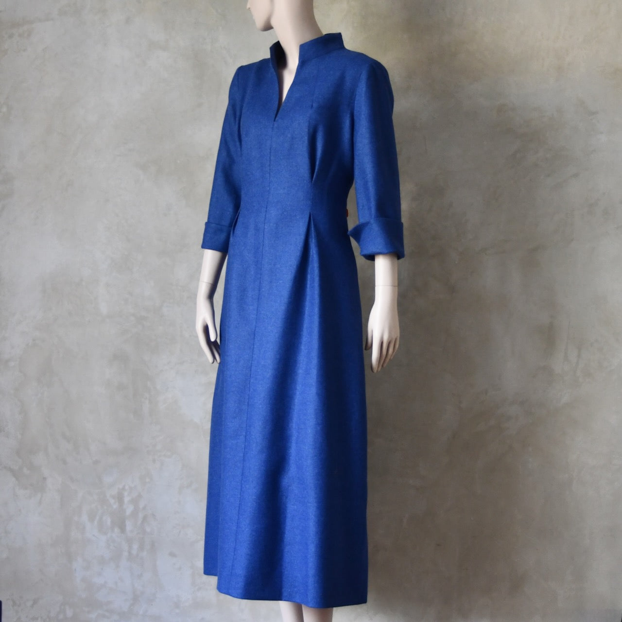 The Waisted Dress in French Blue Merino Flannel