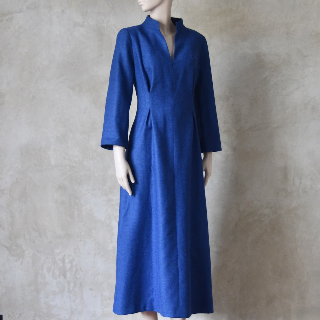 The Waisted Dress in French Blue Merino Flannel