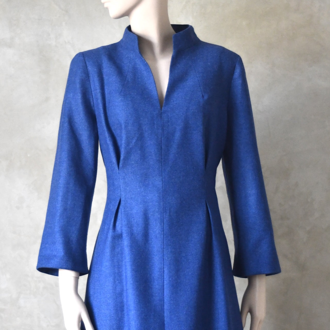The Waisted Dress in French Blue Merino Flannel