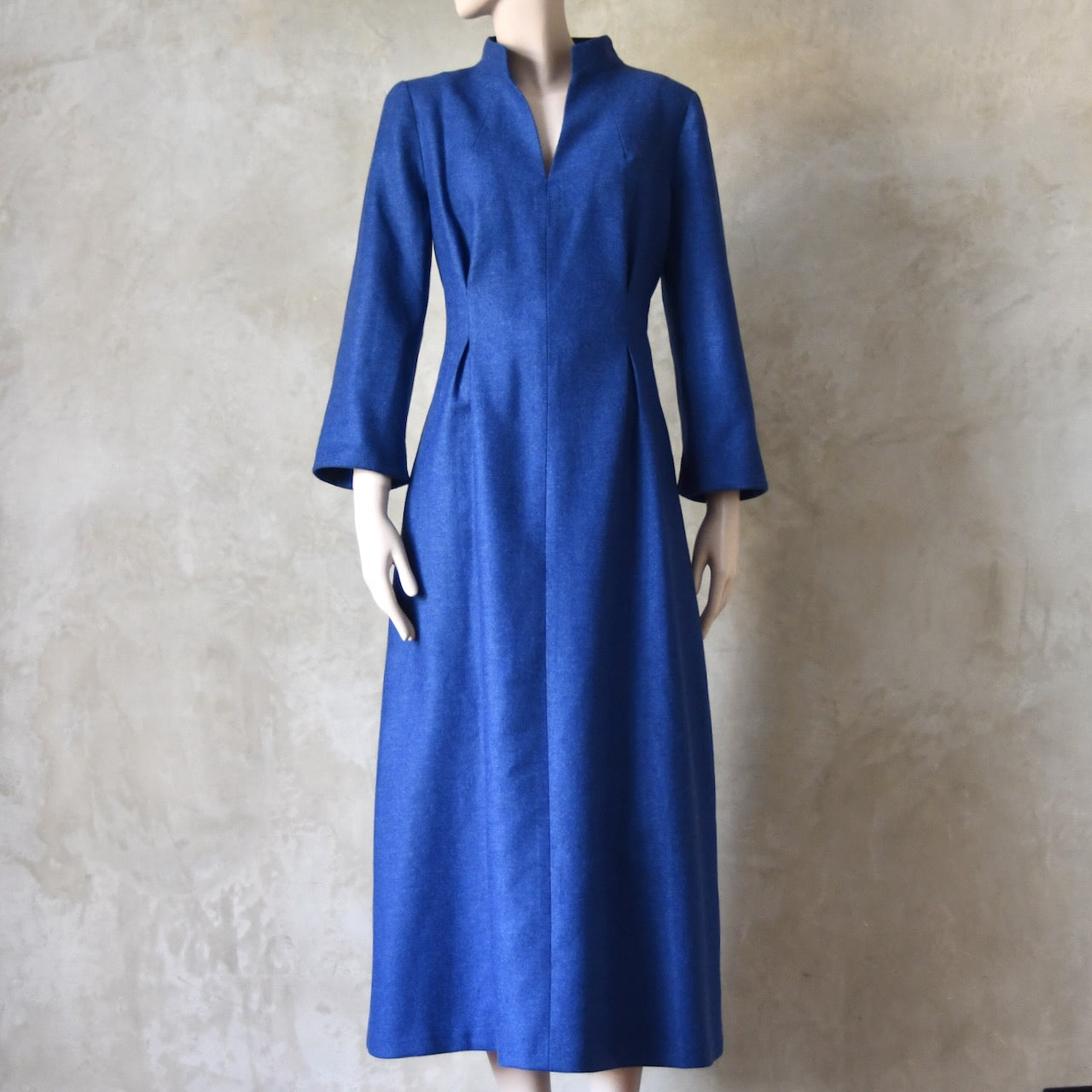 The Waisted Dress in French Blue Merino Flannel