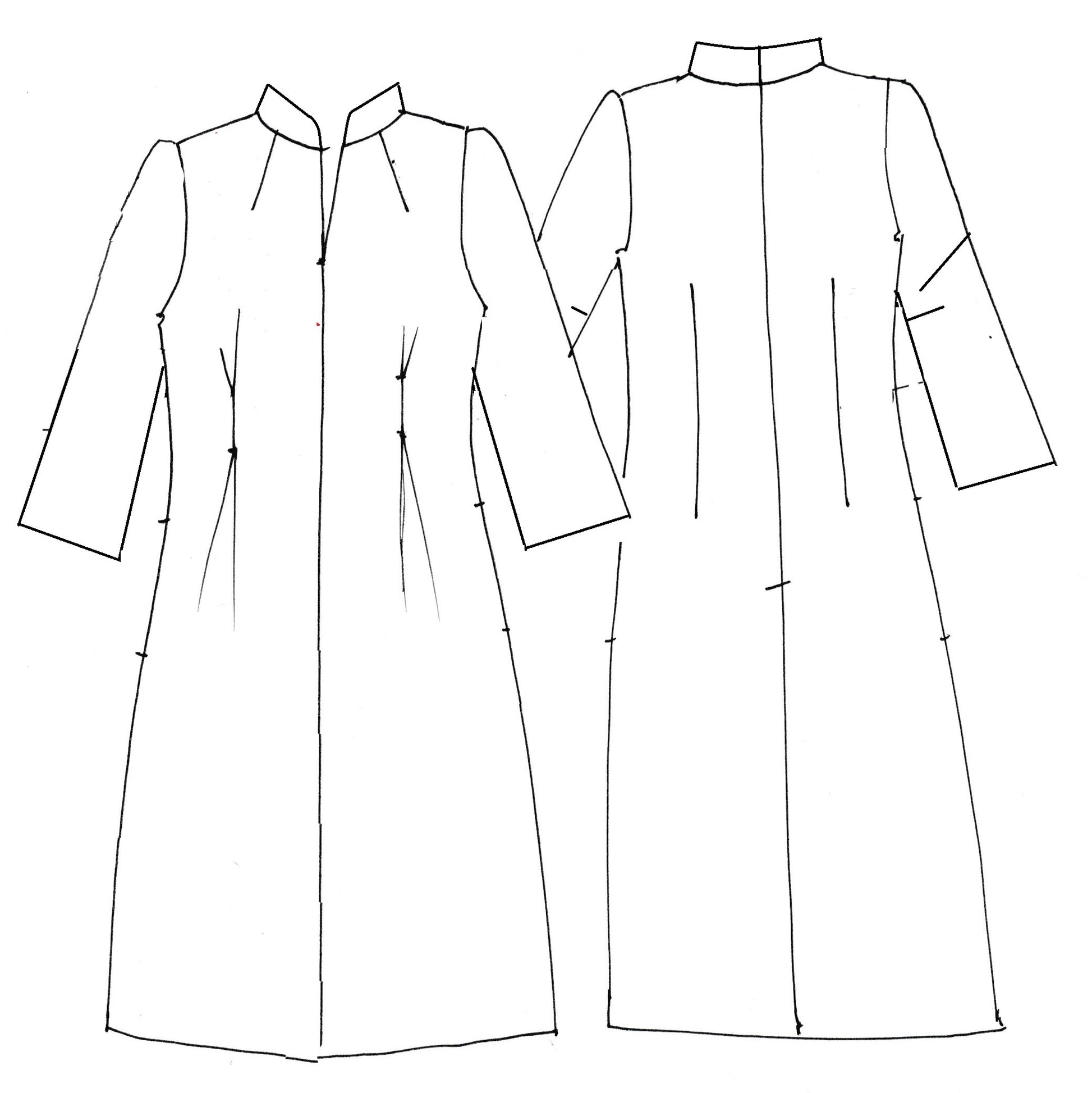 Bespoke Waisted Linen Dress with  Nehru Collar and V-Neck Front, Darted pleats to the front and three Quarter Length Sleeves.
Pure Irish Linen.
Handmade in London
Entirely Made in the British Isles.
