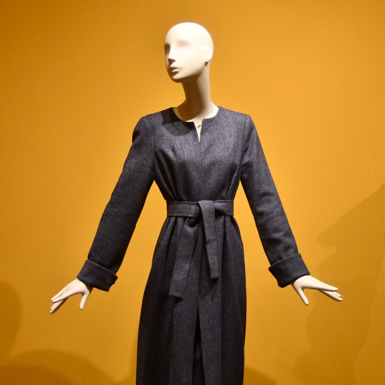 8 – The Downing Coat in Denim Blue Herringbone Lambswool Tweed