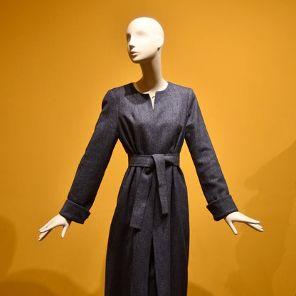 8 – The Downing Coat in Denim Blue Herringbone Lambswool Tweed