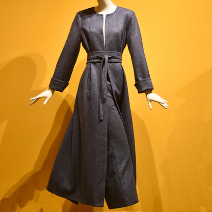 8 – The Downing Coat in Denim Blue Herringbone Lambswool Tweed