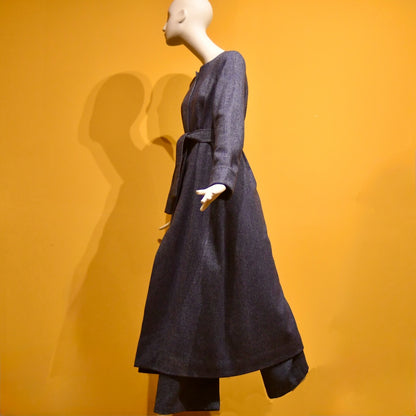 8 – The Downing Coat in Denim Blue Herringbone Lambswool Tweed