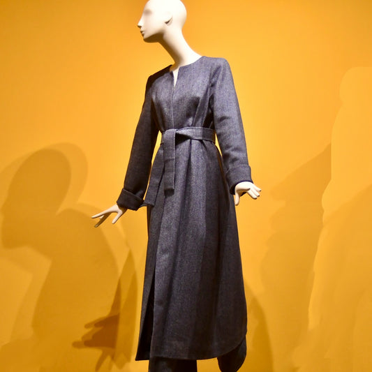 8 – The Downing Coat in Denim Blue Herringbone Lambswool Tweed