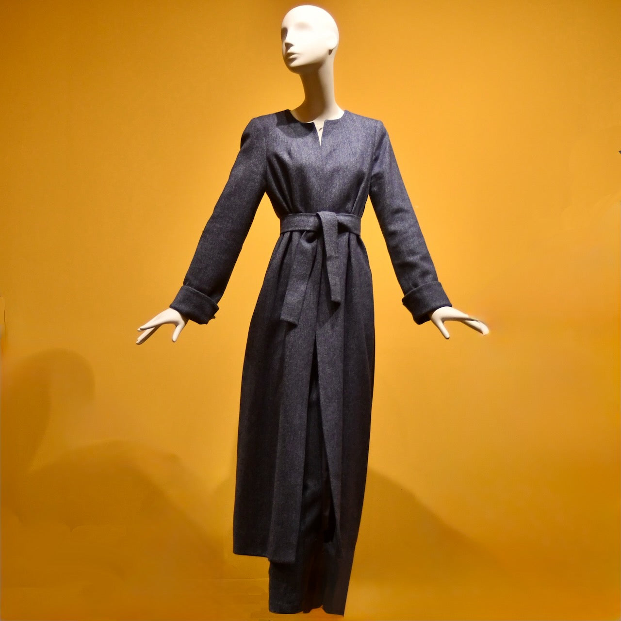 8 – The Downing Coat in Denim Blue Herringbone Lambswool Tweed