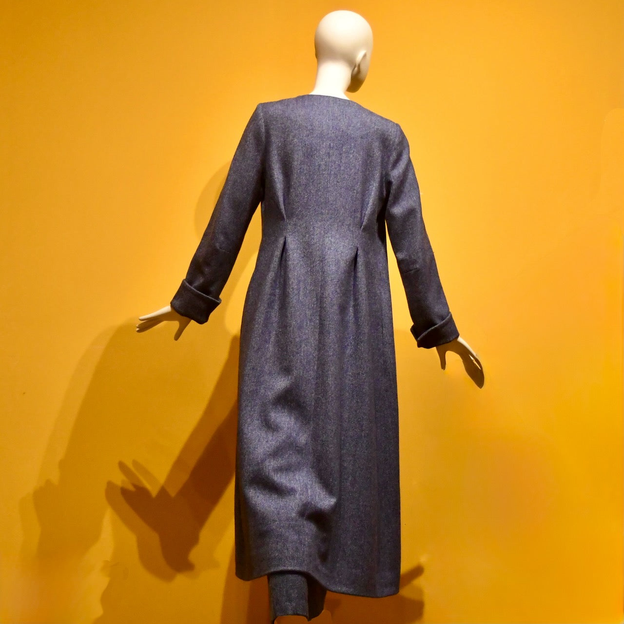 8 – The Downing Coat in Denim Blue Herringbone Lambswool Tweed