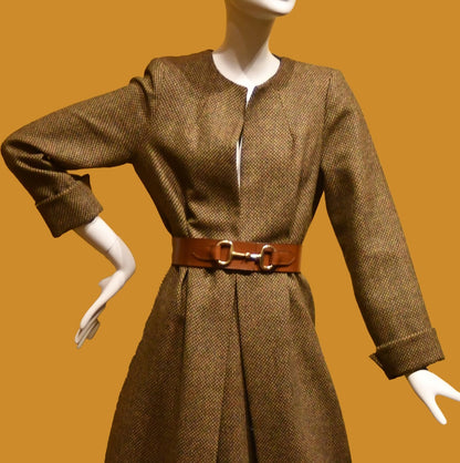 8 – The Downing Coat in Orange-Green Tiger Eye Tweed