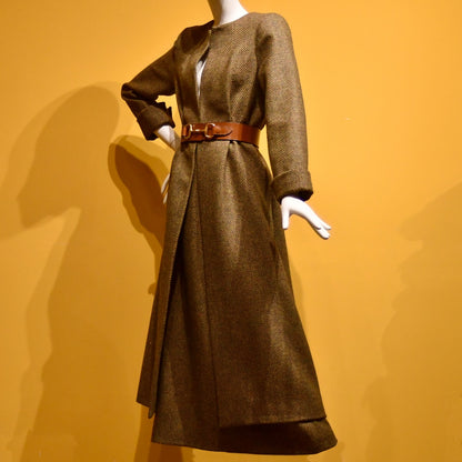 8 – The Downing Coat in Orange-Green Tiger Eye Tweed