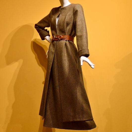 8 – The Downing Coat in Orange-Green Tiger Eye Tweed