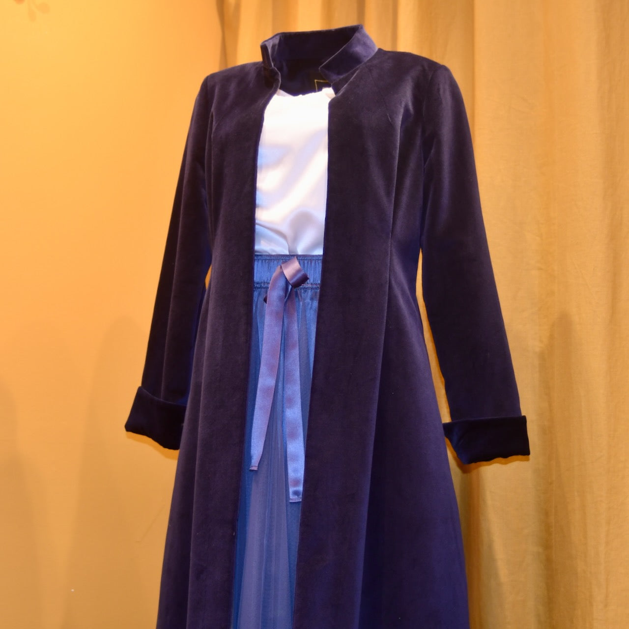 8 - The Downing Coat in Dark Navy Velvet