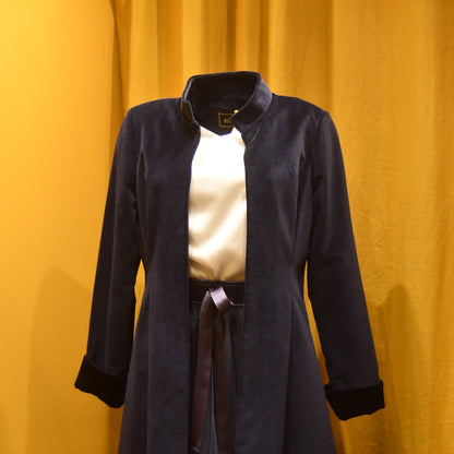 8 - The Downing Coat in Dark Navy Velvet