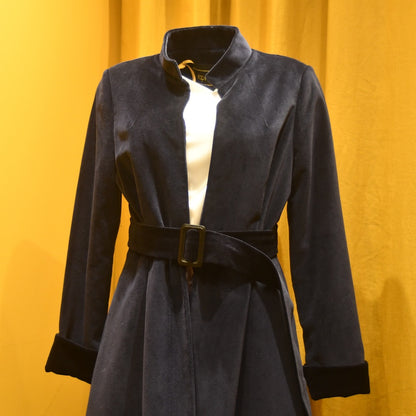 8 - The Downing Coat in Dark Navy Velvet