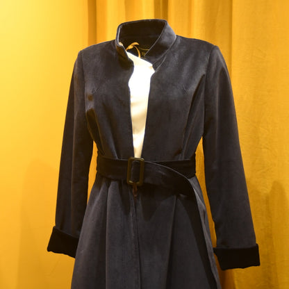 8 - The Downing Coat in Dark Navy Velvet