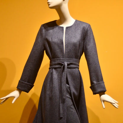 8 – The Downing Coat in Denim Blue Herringbone Lambswool Tweed