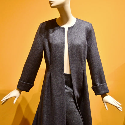 8 – The Downing Coat in Denim Blue Herringbone Lambswool Tweed