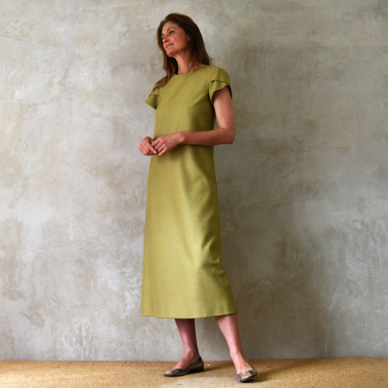 The A-Line Tulip Sleeve Dress in Silk Matka