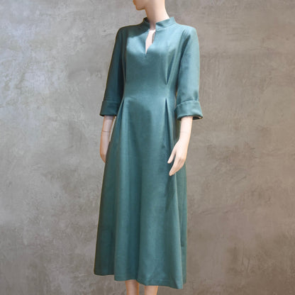 12 – The Waisted Dress in Emerald Silk Matka