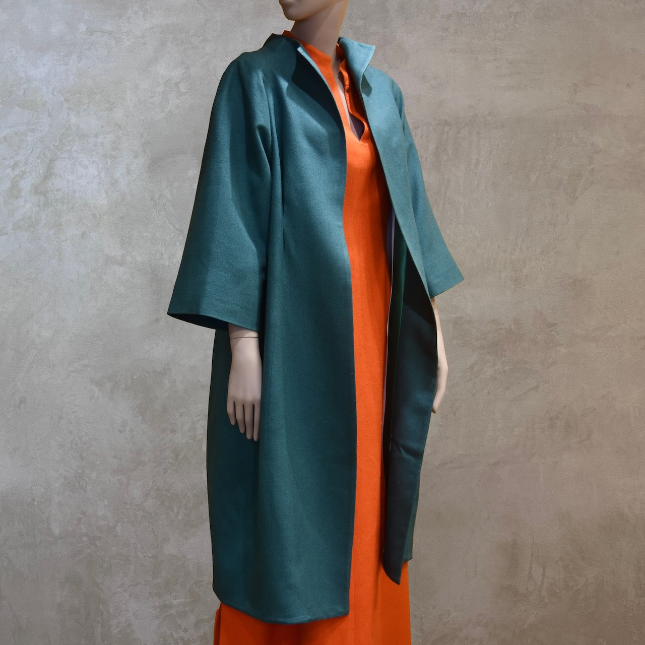 14 - Cocoon Coat in Emerald Silk Matka