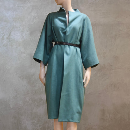14 - Cocoon Coat in Emerald Silk Matka