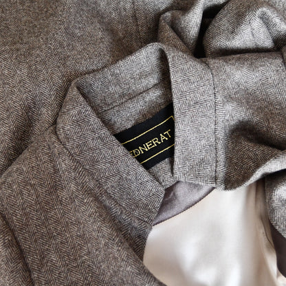 Abrigo de corte en A de tweed azul denim con manga de campana