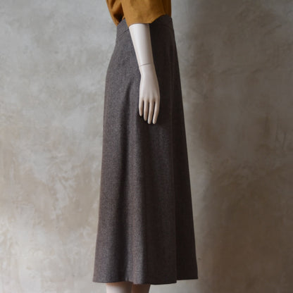 The Waisted A-Line Skirt in Fawn Herringbone Merino Flannel