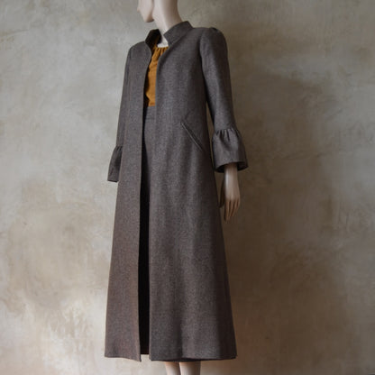 The Waisted A-Line Skirt in Fawn Herringbone Merino Flannel
