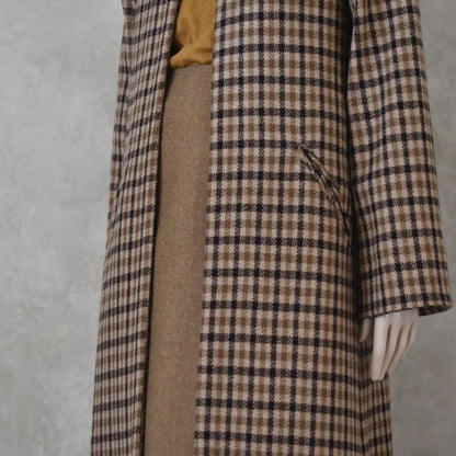 A-Line Coat in Pure Merino Fox Flannel Brown Gunclub Check